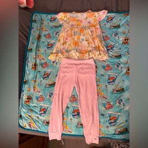 Birdie Bean Spring Flowers Care Bears Peplum Set 2T GUC